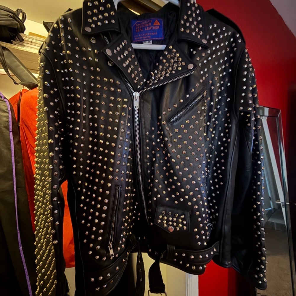 Studded Black Leather Motorcycle Jacket